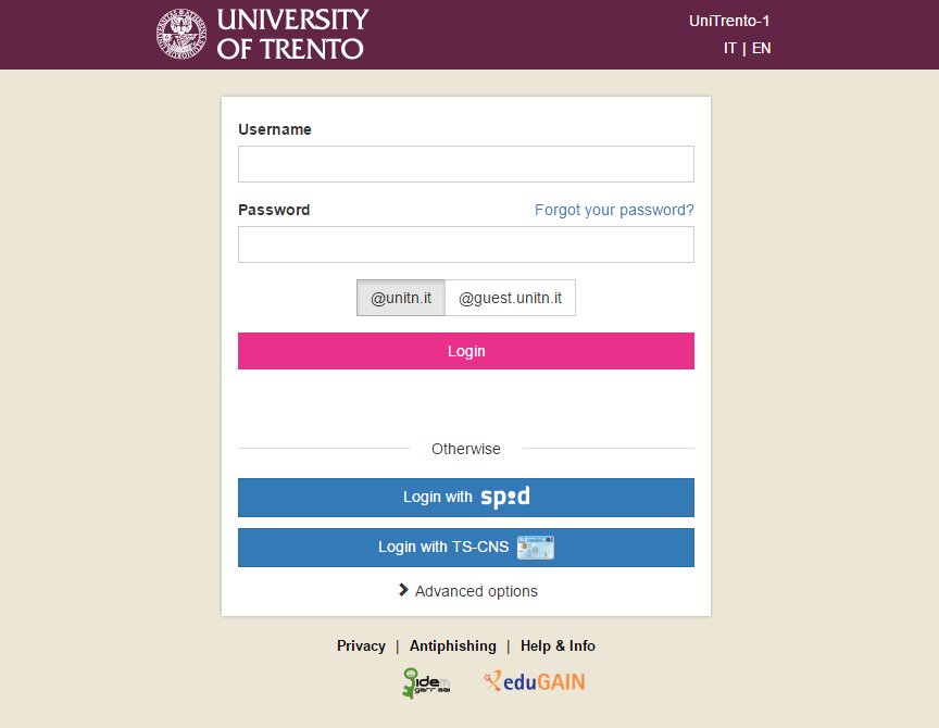 New login page to access Univeresity online services