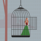 Image of a woman in a bird's cage