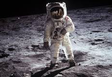  Astronaut Buzz Aldrin on the moon. NASA. Wikimedia Commons 
