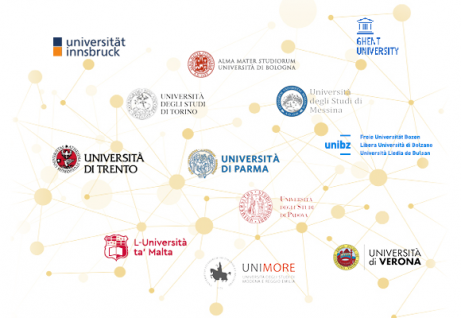 I loghi delle università che aderiscono al Centro LinE - Language in Education