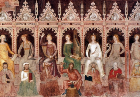 Andrea di Bonaiuto, Trionfo di San Tommaso d'Aquino, 1365-68, affresco, Cappellone degli Spagnoli, Santa Maria Novella, Firenze