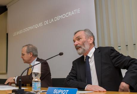 Alain Supiot (in primo piano) e Giuseppe Nesi.