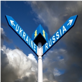 Russia-Ukraine road sign