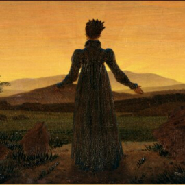 Quadro di C.D. Friedrich, Frau vor der untergehenden Sonne