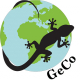 Logo GeCo - un geco abbraccia un mondo